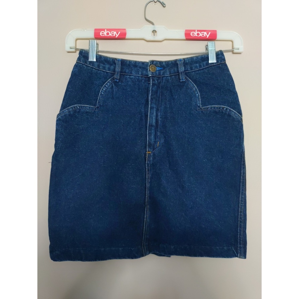 Joujou Women Junior Blue Denim Scallop Pocket Short Skirt Size 9/10